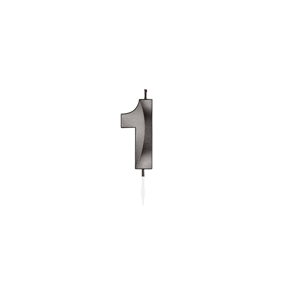 Kakelys – Metallisk svart – Nummer 1 – 6 cm – Kakelys, Kakepynt til fester