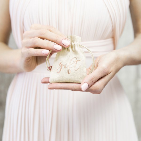 Stoffposer - Gaveposer - Roségull - 10-pakning Stoffposer - Gaveposer - Roségull - 10-pakning