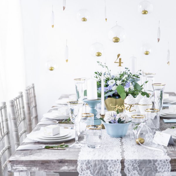 Plasseringskort - Grener - Hvit/Gull - 10-pakning