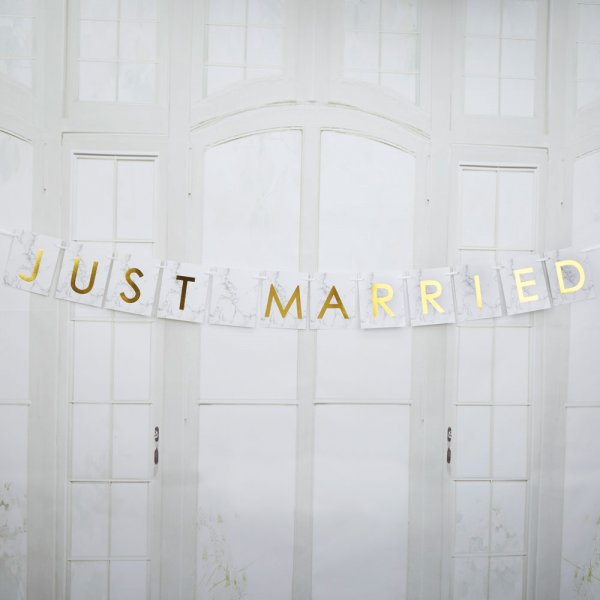 Liten vimpel - Just Married - Scripted Marble