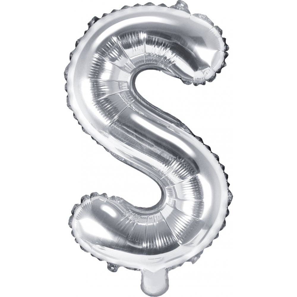 Bokstavballonger – Sølv – 35 cm – Bokstav: S – Bokstavballonger, Ballonger
