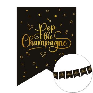 Vimpelgirlander - Pop the Champagne - Svart - 6 m
