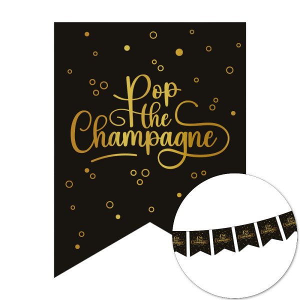 Vimpelgirlander - Pop the Champagne - Svart - 6 m Vimpelgirlander - Pop the Champagne - Svart - 6 m