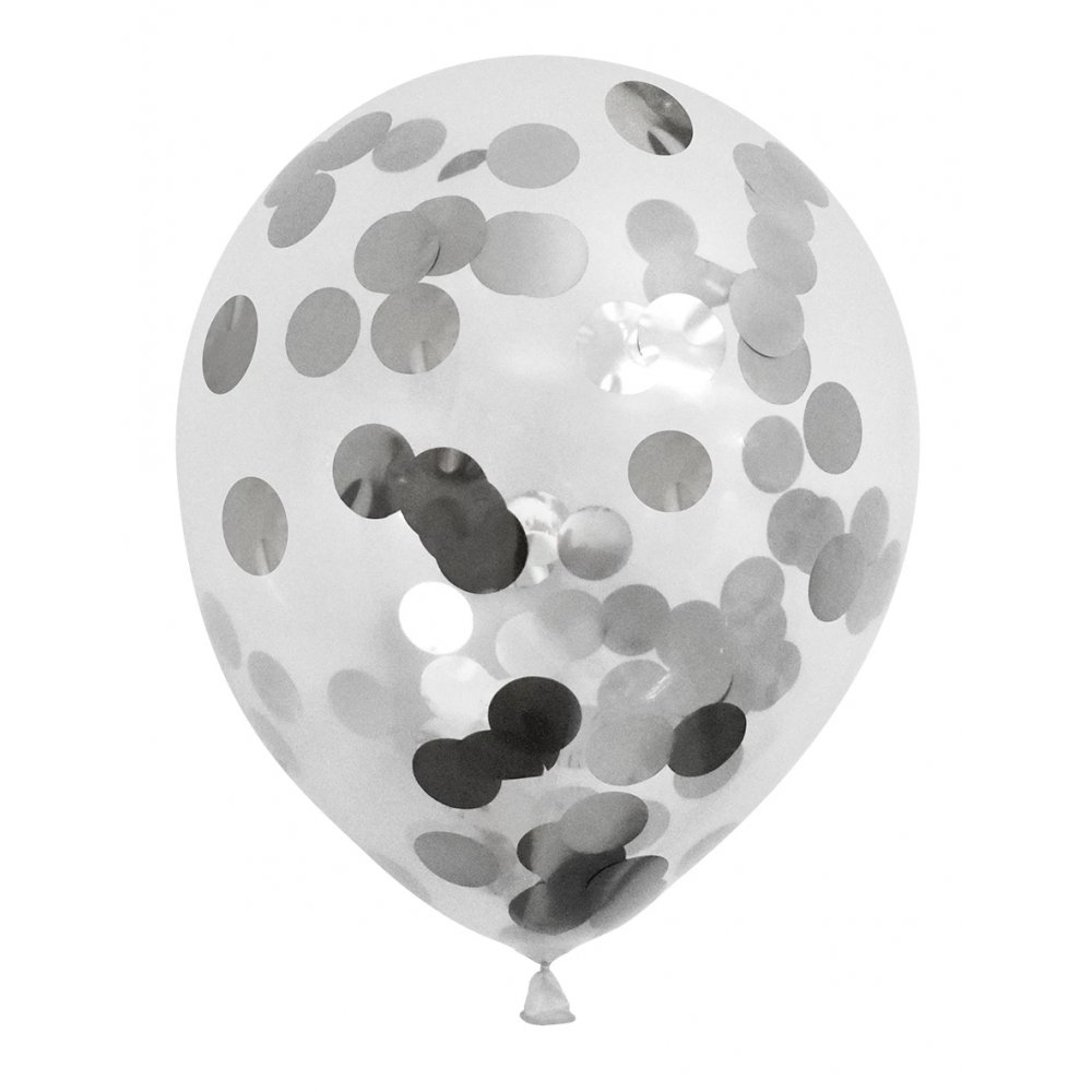 Ballonger – Konfetti Sølv – 6-pakning – Konfettiballonger, Ballonger