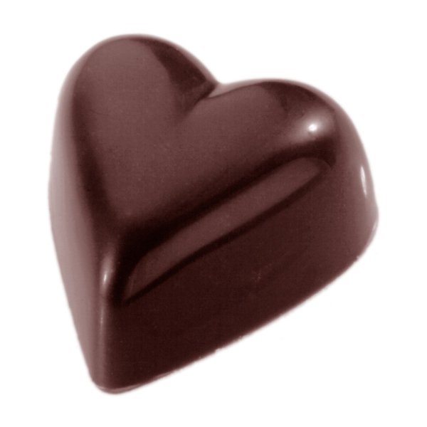 Pralinform - CW1417 Avrundet hjerte - 3,1 cm - Chocolate World