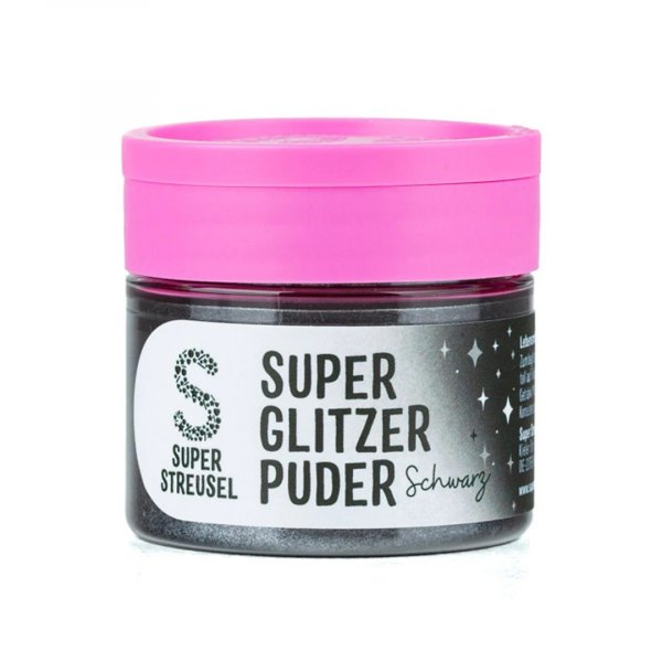 Spiselig glitter - Super Streusel - SuperLustreDust - Svart - 10 g