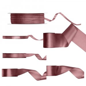 Satengb�nd - M�rk rusten rosa - 25 meter