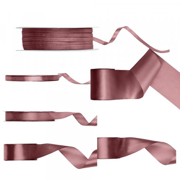 Satengb�nd - M�rk rusten rosa - 25 meter