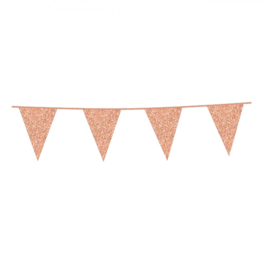 Girlander – Glitrende roségull – 6 m – Vimpler til fester, Festdekorasjoner