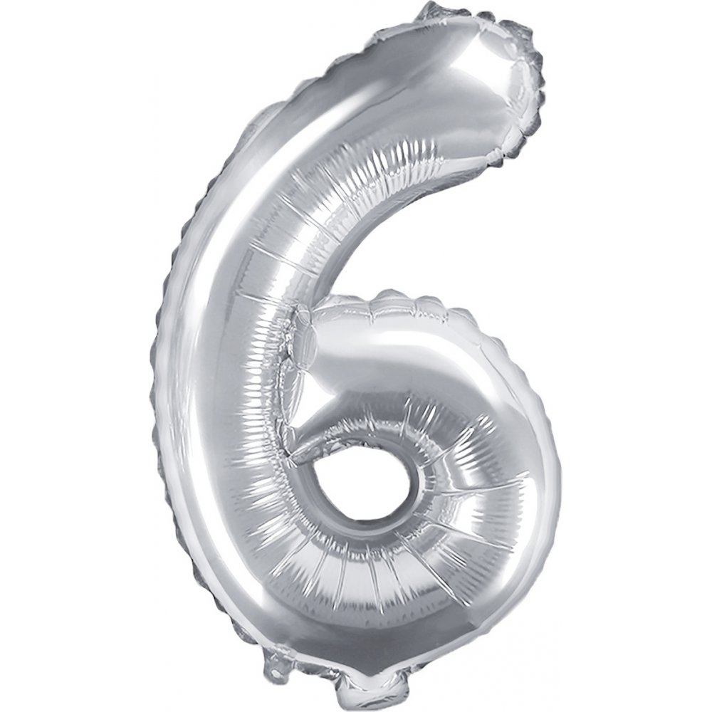 Tallballong – Sølv – 35 cm – Tall: 6 – Tallballonger, Ballonger