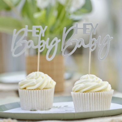 Cake Picks - Hey Baby - Botanical Baby