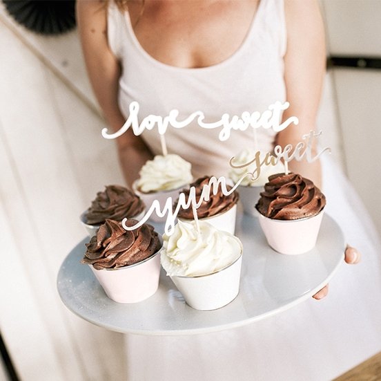 Kakepinner - Love Sweet Yum - Slv - 6-pakning