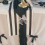 Stoffl�per - Svart og hvit - Stripete - 28 cm x 5 m