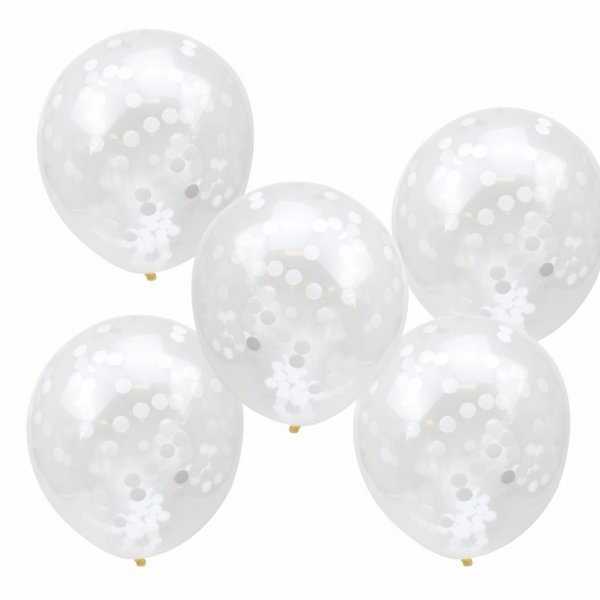 Konfettiballonger - Hvite - 5-pakning Konfettiballonger - Hvite - 5-pakning
