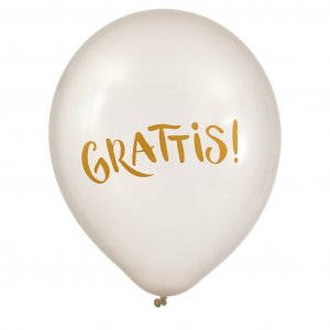 Ballonger - Gratulerer - Hvit/Gull - 6-pakning Ballonger - Gratulerer - Hvit/Gull - 6-pakning