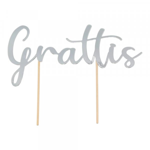 Kakedekorasjon - Gratulerer - Sølv Kakedekorasjon - Gratulerer - Sølv