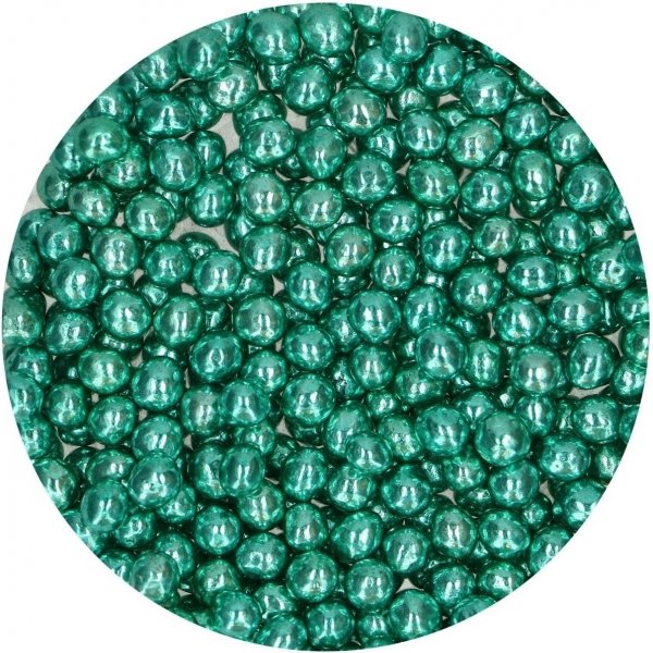 Spr sjokoladeperler - Metallisk grnn - Funcakes - 60 g
