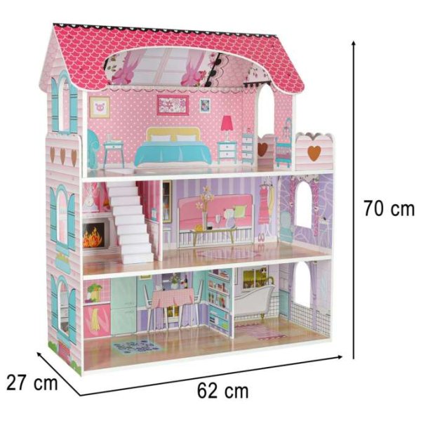 Tredukkeskap 70 cm rosa med LED-belysning - Selvmontering