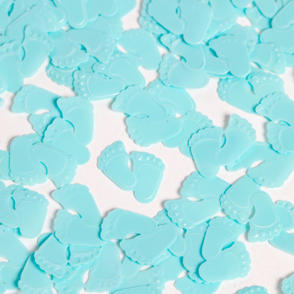 Bordkonfetti – Blå babyføtter – 14 g – Babyshower-konfetti, Pynt, Baby Shower