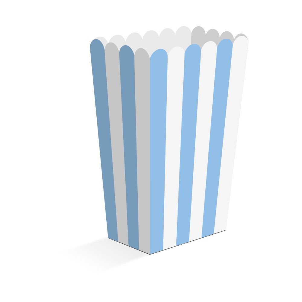 Snackbokser – Blå – 6,3 × 4,4 × 13,5 cm – 8-pakning – Popcornbokser, Godteriposer og snackbokser