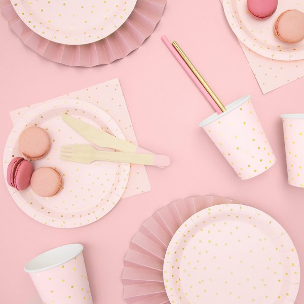 Servietter - Lys rosa - Prikkete gull - 20-pakning Servietter - Lys rosa - Prikkete gull - 20-pakning