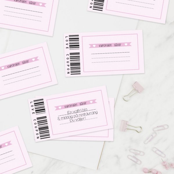 Kjrlighetskuponger / Kjrlighetskuponger - 20-pakning - Rosa