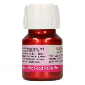 Spiselig farge - Funcakes - Metallisk rd - 30 ml