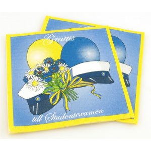 Servietter - Gratulerer med konfirmasjonen - Bl/Gul - 20-pakning