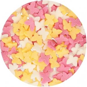 Strssel - Sommerfugler Pastell - Hvit/Rosa/Gul - Funcakes - 50 g