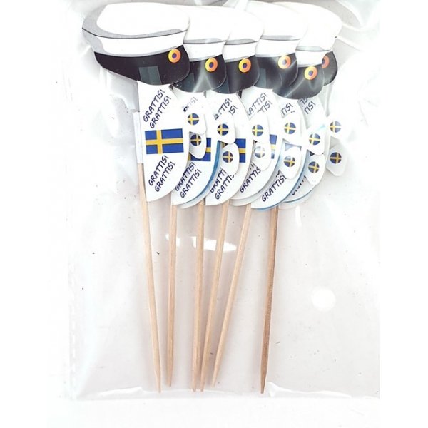 Kakespenner - Store 10 cm - Studentluer med ball - 6-pakning Kakespenner - Store 10 cm - Studentluer med ball - 6-pakning