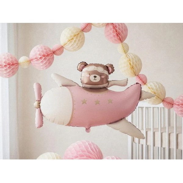 Folieballong - Bjørn i fly - Rosa Folieballong - Bjørn i fly - Rosa