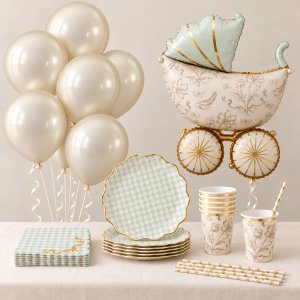 Babyshower-sett - Mint & Gull - 6 personer Babyshower-sett - Mint & Gull - 6 personer
