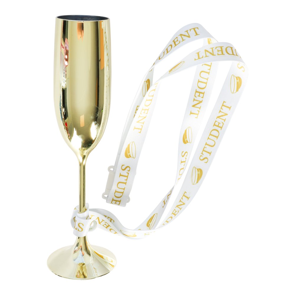 Champagneglass med bånd – Student – Gull – Alle studenter, Student