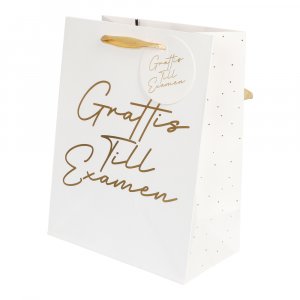 Gavepose - "Gratulerer med uteksamineringen" - Hvit Gavepose - "Gratulerer med uteksamineringen" - Hvit