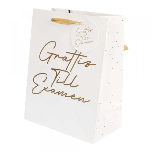 Gavepose - "Gratulerer med uteksamineringen" - Hvit Gavepose - "Gratulerer med uteksamineringen" - Hvit