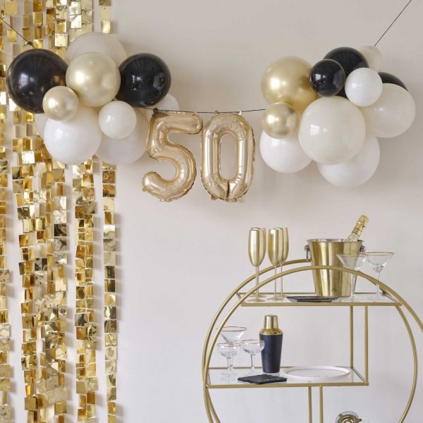 Ballonggirlang - 50 - Svart/Nude/Guld