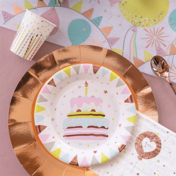 Papptallerkener - Gratulerer med dagen - Pastell/Rosé - 10-pakning Papptallerkener - Gratulerer med dagen - Pastell/Rosé - 10-pakning