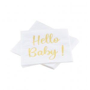 Servietter - Hello Baby - Gull - 20-pakning