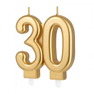 Kakelys/Bursdagslys - 30 - Gull - 7,7 cm