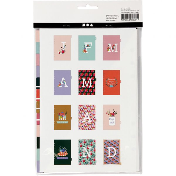 Skilleark - A5 - Gull/Korall/Rød - 12 stk Skilleark - A5 - Gull/Korall/Rød - 12 stk