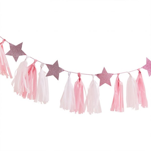 Girlander - Dusker og stjerner - Rosa/Glitter