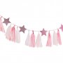 Girlander - Dusker og stjerner - Rosa/Glitter