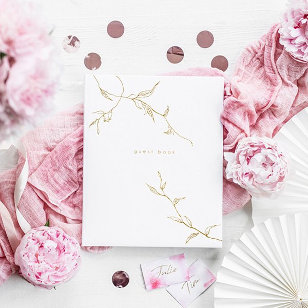 Gjestebok - Grener - Hvit/Gull