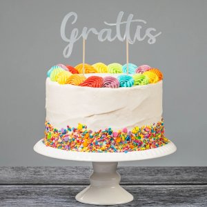 Kakedekorasjon - Gratulerer - Sølv Kakedekorasjon - Gratulerer - Sølv