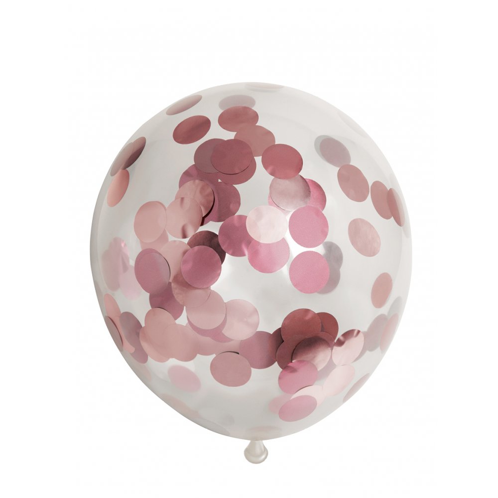 Konfettiballonger – Metallisk roségull – 6-pakning – Konfettiballonger, Ballonger