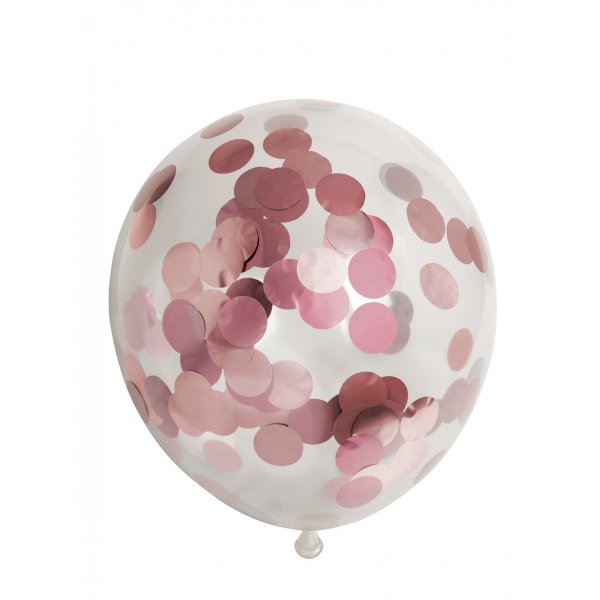 Konfettiballonger - Metallisk roségull - 6-pakning Konfettiballonger - Metallisk roségull - 6-pakning