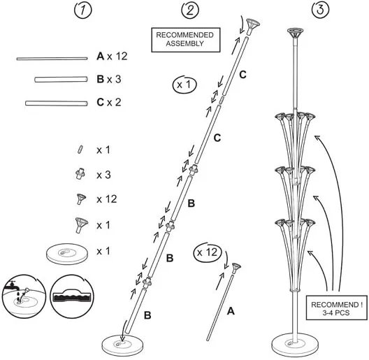Ballongstativ - Borddekorasjon - 13 ballonger - 160 cm Ballongstativ - Borddekorasjon - 13 ballonger - 160 cm