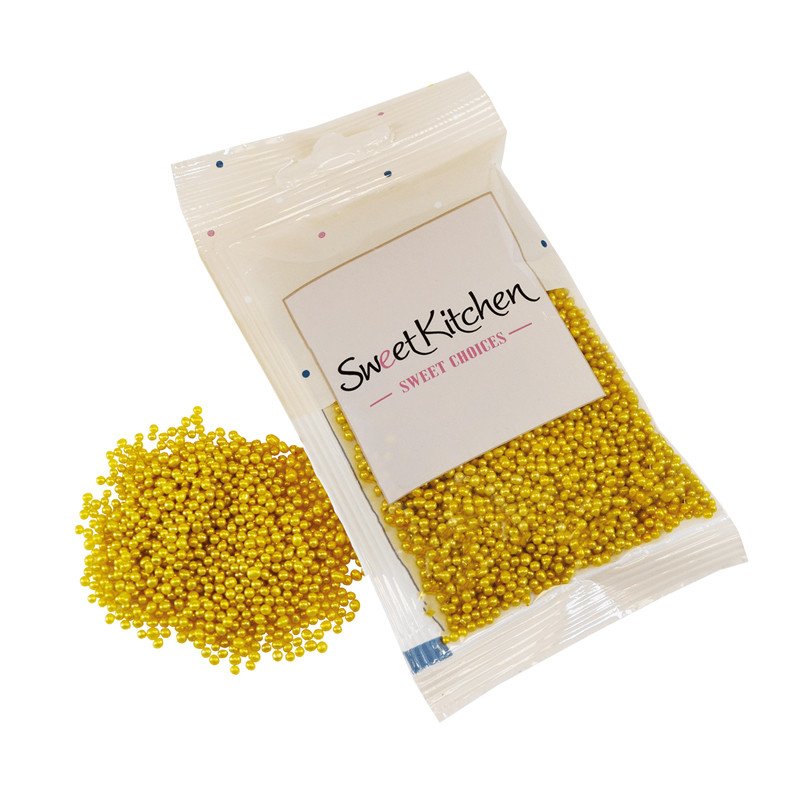 Strøssel - Små sukkerperler - Gull - SweetKitchen - 40 g - Strøssel, Sprinkles
