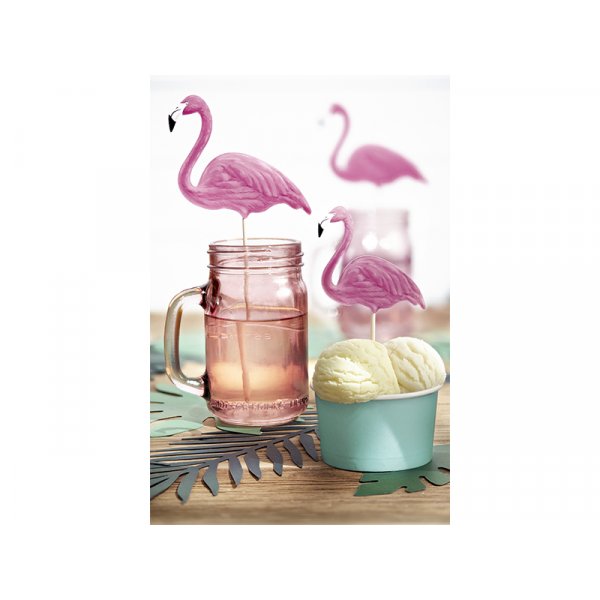 Kakepinner - Flamingoer - Aloha - 6 stk