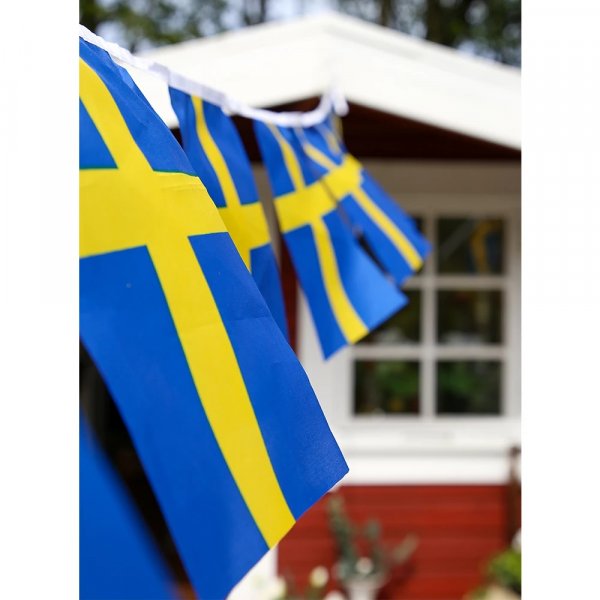 Flagggirlander - Sverige - Stoff - 6 meter Flagggirlander - Sverige - Stoff - 6 meter